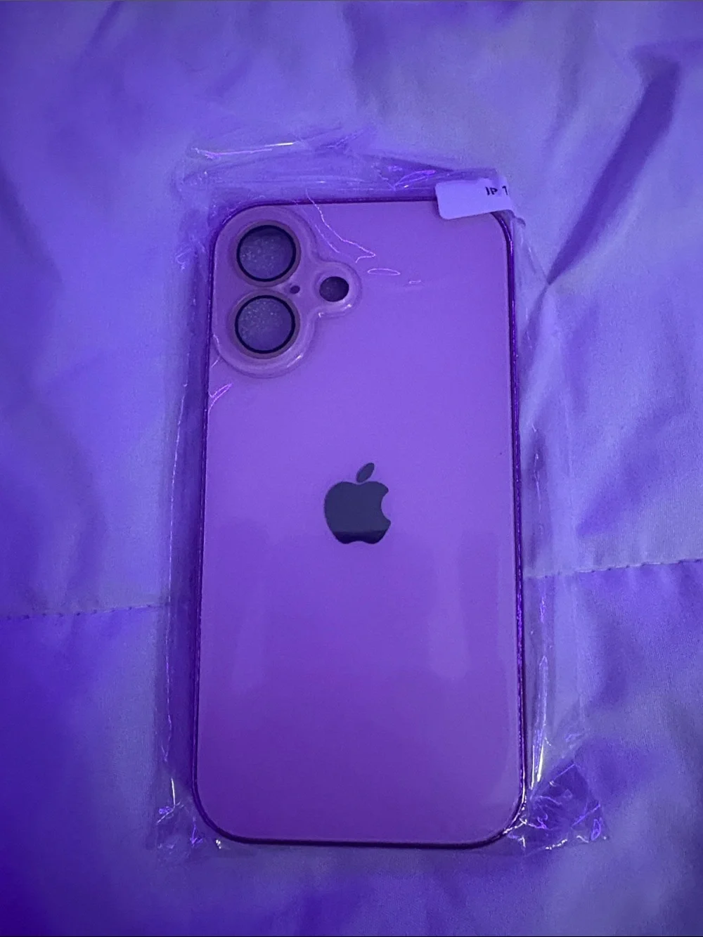 Purple Protective Case for iPhone 16 with Apple Logo Cutout
